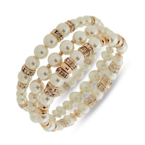 Pearl+and+Crystal+Stretch+Bracelet+Set