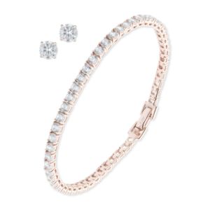 CZ+Tennis+Bracelet+and+Stud+Earrings