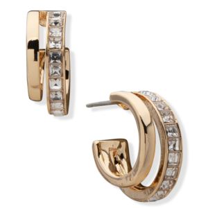 Pave+Crystal+Double+Hoop+Earrings+Gold