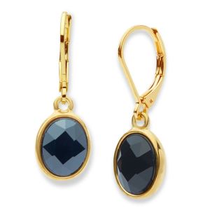 Oval+Jet+Stone+Drop+Earrings