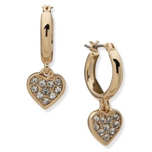Pave+Heart+Charm+Hoop+Earrings+Gold