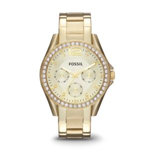Ladies+Riley+Gold-Tone+Multifunction+Watch+Champagne+Dial