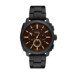 Mens+Machine+Chronograph+Black+Ion-Plated+Stainless+Steel+Watch+Brown+Dial
