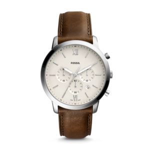 Mens+Neutra+Chronograph+Brown+Leather+Watch+White+Dial