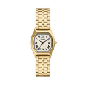 Ladies+Harlow+Gold-Tone+Stainless+Steel+Octagon+Watch+Cream+Dial