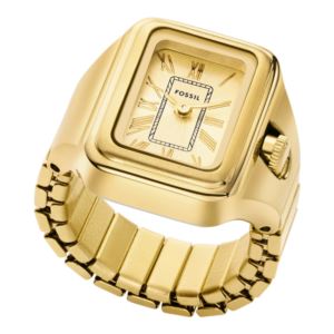 Ladies+Raquel+Gold-Tone+Square+Ring+Watch+Gold+Dial