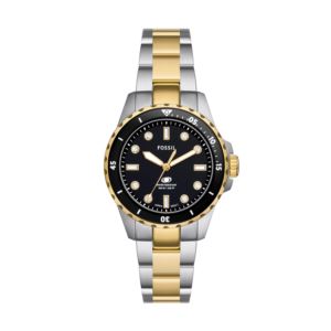 Ladies+Blue+Dive+Two-Tone+Stainless+Steel+Watch+Black+Dial