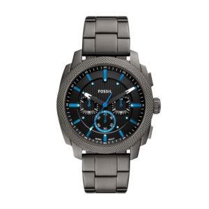 Mens+Machine+Chronograph+Gunmetal+Stainless+Steel+Watch+Black+Dial