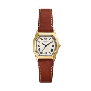 Ladies+Harlow+Brown+Leather+Strap+Octagon+Watch+Cream+Dial