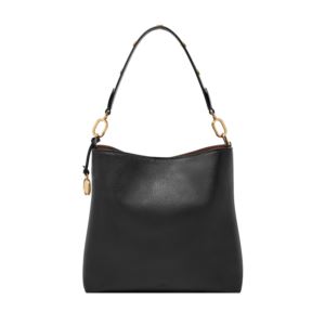 Jessie+Leather+Bucket+Shoulder+Bag+Black