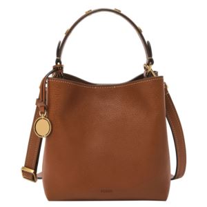 Jessie+Leather+Small+Bucket+Crossbody+Bag+Medium+Brown