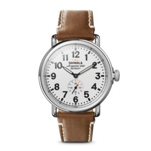 Unisex+Runwell+Largo+Tan+Leather+Strap+Watch+White+Dial