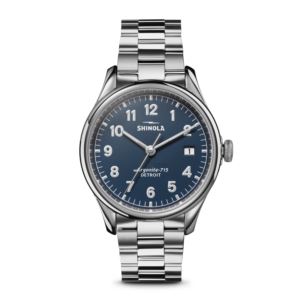 Unisex+Vinton+Silver-Tone+Stainless+Steel+Bracelet+Midnight+Blue+Dial