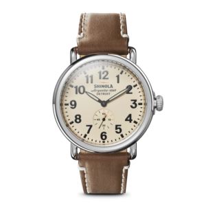 Mens%27+Runwell+Dark+Nut+Brown+Leather+Strap+Watch+Cream+Dial