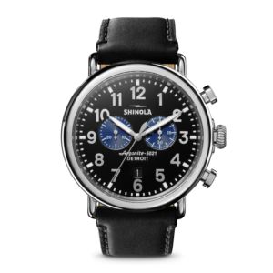 Mens%27+Runwell+Chrono+Black+Leather+Strap+Watch+Black+Dial