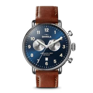 Men%27s+Canfield+Chrono+Dark+Cognac+Leather+Strap+Watch+Midnight+Dial