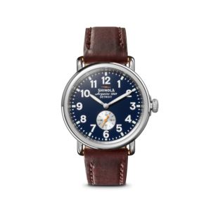 Unisex+Runwell+Cattail+Leather+Strap+Watch+Midnight+Blue+Dial