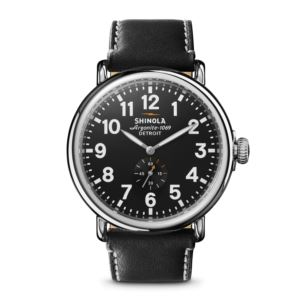 Mens%27+Runwell+Black+Leather+Strap+Watch+Black+Dial
