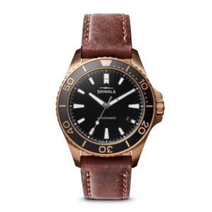 Mens%27+Bronze+Monster+Automatic+Teak+Leather+%26+Khaki+Strap+Watch+Black+Dial
