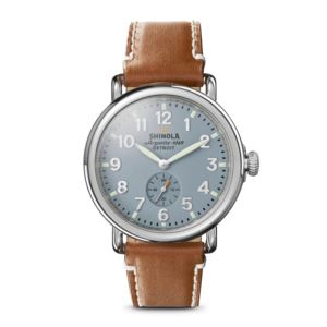 Unisex+Runwell+Largo+Tan+Leather+Strap+Watch+Slate+Blue+Dial