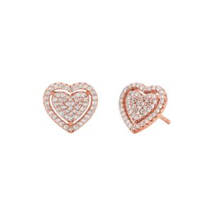 Premium+Sterling+Silver+Pave+Heart+Stud+Earrings+Rose+Gold