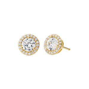 Sterling+Gold+Pave+Round+Stud+Earrings