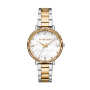 Ladies%27+Pyper+Two-Tone+Stainless+Steel+Watch+White+MK+Logo+Dial