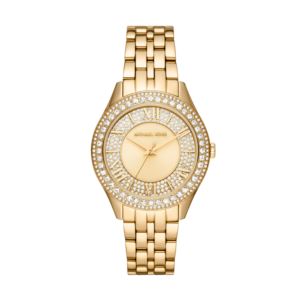 Ladies+Harlowe+Pave+GoldTone+Stainless+Steel+Watch+Gold+Pave+Dial
