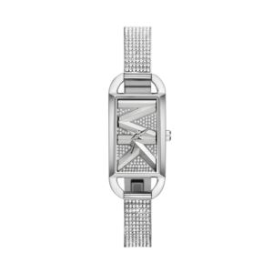 Ladies+Mini+Empire+Pave+Silver-Tone+Stainless+Steel+Bangle+Watch+Logo+Dial