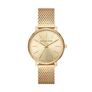 Ladies+Pyper+Gold-Tone+Crystal+Accent+Mesh+Watch+Gold+Dial
