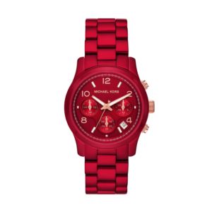 Ladies+Runway+Chronograph+Red+Stainless+Steel+Watch+Red+Dial