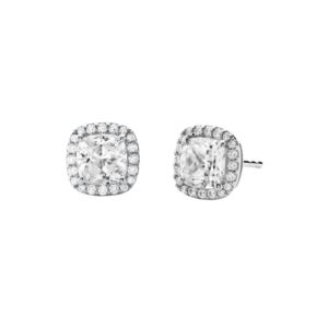 Precious+Metal+Sterling+Silver+Pave+Square+Stud+Earrings