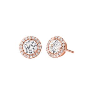 Sterling+Rose+Gold+Pave+Round+Stud+Earrings