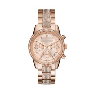 Ladies+Ritz+Pave+Rose+Gold-Tone+Chronograph+Stainless+Steel+Watch+Rose+Gold+Dial