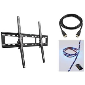 Tilting+TV+Wall+Mount+up+Fixed+or+Tilt+TV+Mount+Value+Pack+with+LED+Light+Strip+and+HDMI+Cable