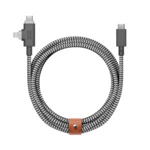 8ft+Belt+Cable+Duo+Pro+USB-C+to+Lightning+%26+USB-C+Zebra