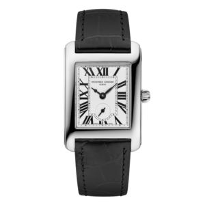 Ladies+Classic+CARREE+Small+Seconds+Black+Leather+Strap+Watch+Silver+Dial