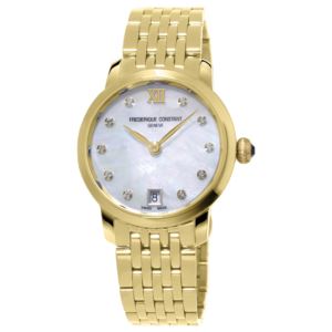 Ladies%27+Classic+Slimline+Quartz+Gold-Tone+Stainless+Steel+Watch+MOP+Dial