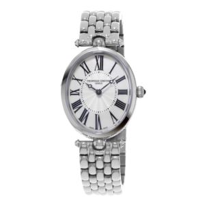 Ladies%27+Classic+Art+Deco+Oval+Quartz+Silver-Tone+SS+Watch+MOP+Dial