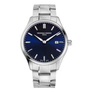 Men%27s+Classic+Quartz+Silver-Tone+Stainless+Steel+Watch+Navy+Dial