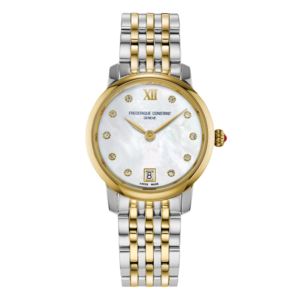 Ladies%27+Classic+Slimline+Quartz+Two-Tone+Stainless+Steel+Watch+MOP+Dial