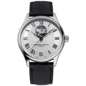 Men%27s+Highlife+Heart+Beat+Automatic+Black+Leather+Strap+Watch+Silver+Dial