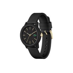 Ladies+12.12+Black+Silicone+Strap+Watch+Black+Dial
