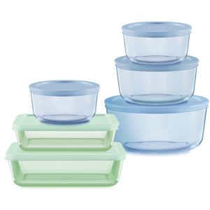 12pc+Simply+Store+Tinted+Glass+Food+Storage+Set+Green+%26+Blue