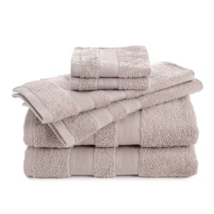 Solid+Low+Lint+6pc+Bath+Towel+Set+Sand