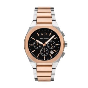 Mens+Sync+Chronograph+Tone+Stainless+Steel+Watch+Black+Dial