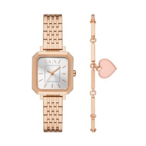 Ladies+Leila+Rose+Goldtone+Stainless+Steel+Square+Watch+Gift+Set
