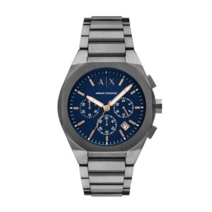 Mens+Sync+Chronograph+Gunmetal+Stainless+Steel+Watch+Navy+Dial