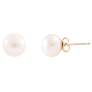 LALI+Jewels+14K+Yellow+Gold+White+Fresh+Water+Pearl+Stud+Earring