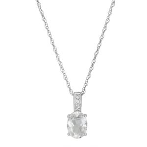LALI+Jewels+K+White+Gold+Diamond+And+White+Topaz+Pendant+With+Chain